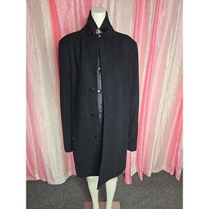 Sam Edelman Navy Single Breasted Wool Coat Removable Bib Size Men's Medium 44